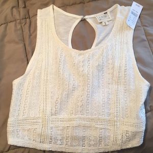 Ivory crop top with lace front